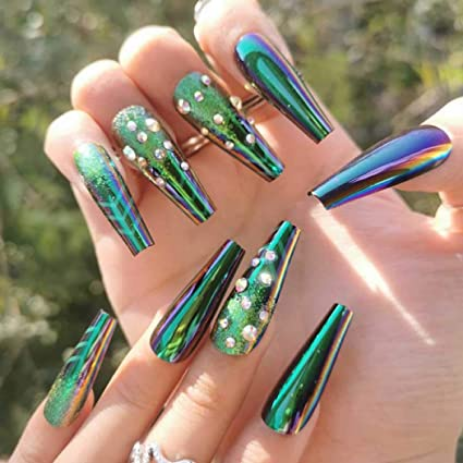 Amazon.com: Uranian Coffin Long Press on Nails Green Solid Ballerina Fake  Nails Pure Glossy Full Cover False Nails Artificial Arylic Accessories for  Women and Girls(24pcs) (C-Light Green) : Beauty & Personal Care
